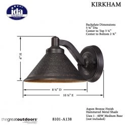 Kirkham 1-Light Bronze Outdoor Wall-Mount Lantern Sconce by the great outdoors by Minka Lavery 14 Kirkham 1-Light Bronze Outdoor Wall-Mount Lantern Sconce by the great outdoors by Minka Lavery -Serena D'italia shop aspen bronze the great outdoors by minka lavery outdoor sconces 8101 a138 4f 1000