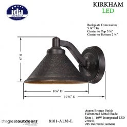 Kirkham 1-Light Aspen Bronze Outdoor Integrated Wall Lantern Sconce by the great outdoors by Minka Lavery -Serena D'italia shop aspen bronze the great outdoors by minka lavery outdoor sconces 8101 a138 l c3 1000