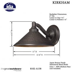 Kirkham 1-Light Bronze Outdoor Wall Lantern Sconce by the great outdoors by Minka Lavery -Serena D'italia shop aspen bronze the great outdoors by minka lavery outdoor sconces 8102 a138 4f 1000