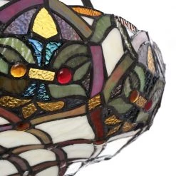 Tiffany 2-Light Baroque Bronze Hanging Pendant Lamp by Serena D'italia -Serena D'italia shop beige amber red and green stained glass bronze serena d italia chandeliers 16099revhan c3 1000