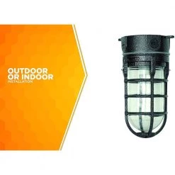 Industrial 1-Light Hammered Black Outdoor Weather Tight Flushmount Light Fixture by Southwire -Serena D'italia shop black metal southwire outdoor flush mount lights l1706blk 1f 1000
