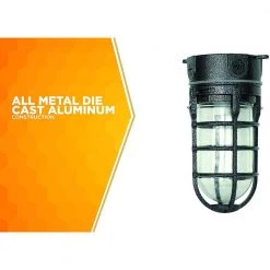 Industrial 1-Light Hammered Black Outdoor Weather Tight Flushmount Light Fixture by Southwire -Serena D'italia shop black metal southwire outdoor flush mount lights l1706blk 4f 1000