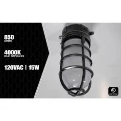 Hammered Black LED Outdoor Bulkhead Light with Vapor Tight Ceiling Mount by Southwire -Serena D'italia shop black southwire bulkhead lights l17vp06blk fa 1000