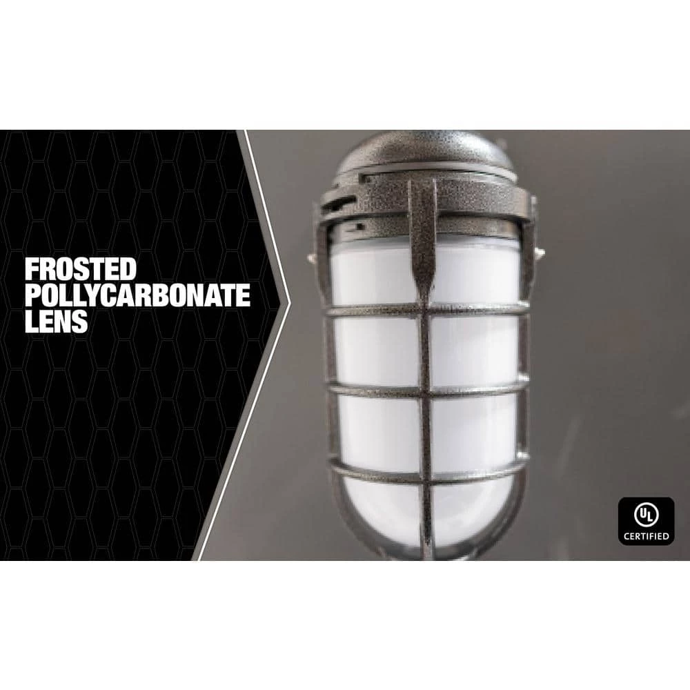 Hammered Black LED Outdoor Bulkhead Light with Vapor Tight Ceiling Mount by Southwire 6 Hammered Black LED Outdoor Bulkhead Light with Vapor Tight Ceiling Mount by Southwire - Image 4