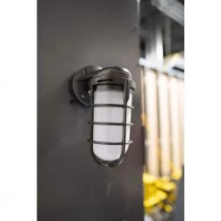 Hammered Black LED Outdoor Bulkhead Light with Vapor Tight Ceiling Mount by Southwire