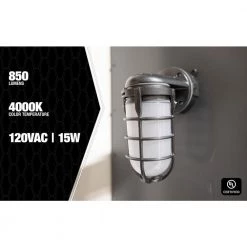 Hammered Black LED Outdoor Bulkhead Light with Vapor Tight Ceiling Mount by Southwire 14 Hammered Black LED Outdoor Bulkhead Light with Vapor Tight Ceiling Mount by Southwire -Serena D'italia shop black southwire bulkhead lights l17vp07blk fa 1000