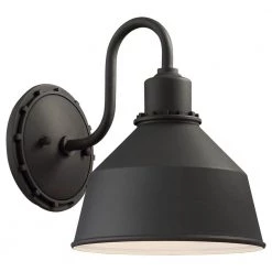 Mantiel Collection 1-Light Black Finish Outdoor Wall Lantern Sconce by the great outdoors by Minka Lavery