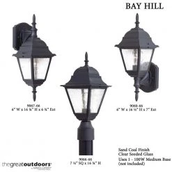 Bay Hill 1-Light Black Outdoor Post Lantern by the great outdoors by Minka Lavery -Serena D'italia shop black the great outdoors by minka lavery post lanterns 9066 66 1f 1000