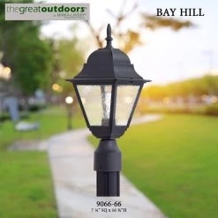 Bay Hill 1-Light Black Outdoor Post Lantern by the great outdoors by Minka Lavery -Serena D'italia shop black the great outdoors by minka lavery post lanterns 9066 66 4f 1000