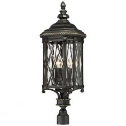 Bexley Manor 4-Light Black with Gold Highlights Post Mount by the great outdoors by Minka Lavery