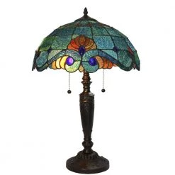Tiffany Style 25 in. Blue Vintage Table Lamp by Serena D'italia
