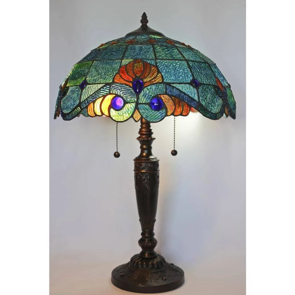 Tiffany Style 25 in. Blue Vintage Table Lamp by Serena D'italia 4 Tiffany Style 25 in. Blue Vintage Table Lamp by Serena D'italia - Image 2