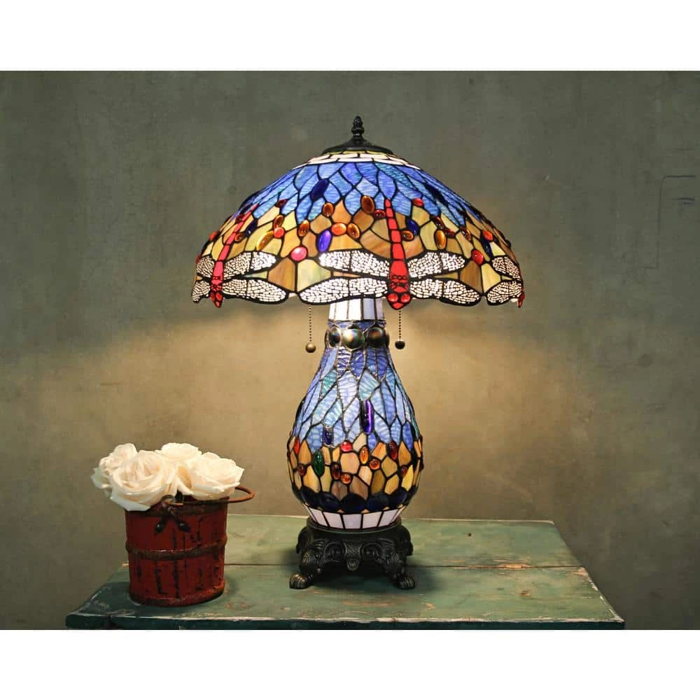 Tiffany Dragonfly 25 in. Bronze Table Lamp with Lit Base by Serena D'italia 7 Tiffany Dragonfly 25 in. Bronze Table Lamp with Lit Base by Serena D'italia - Image 5