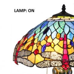 Tiffany Dragonfly 25 in. Bronze Table Lamp with Lit Base by Serena D'italia 11 Tiffany Dragonfly 25 in. Bronze Table Lamp with Lit Base by Serena D'italia -Serena D'italia shop blue red stained glass bronze serena d italia table lamps t18275tgra 4f 1000