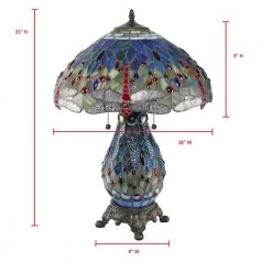 Tiffany Dragonfly 25 in. Bronze Table Lamp with Lit Base by Serena D'italia 15 Tiffany Dragonfly 25 in. Bronze Table Lamp with Lit Base by Serena D'italia -Serena D'italia shop blue red stained glass bronze serena d italia table lamps t18275tgra 76 1000
