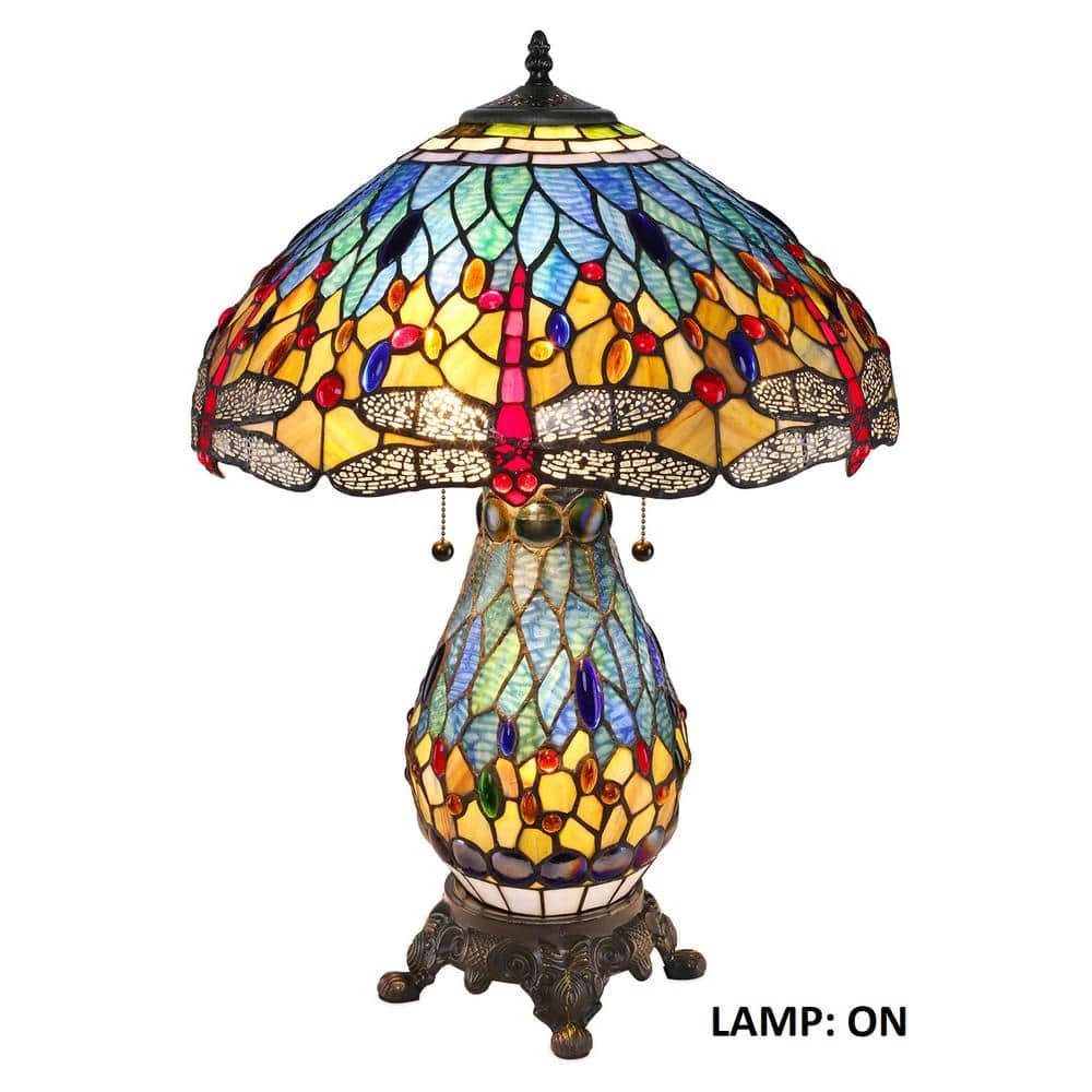 Tiffany Dragonfly 25 in. Bronze Table Lamp with Lit Base by Serena D'italia 4 Tiffany Dragonfly 25 in. Bronze Table Lamp with Lit Base by Serena D'italia - Image 2