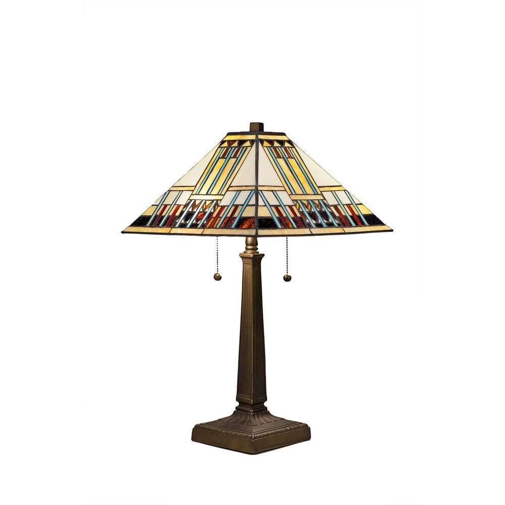 Tiffany Style Blue Mission 23 in. Bronze Table Lamp by Serena D'italia 3 Tiffany Style Blue Mission 23 in. Bronze Table Lamp by Serena D'italia