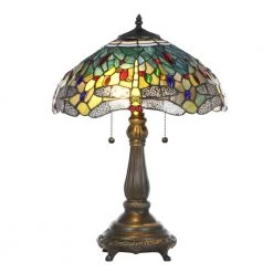 Tiffany Blue Dragonfly 23 in. Bronze Table Lamp by Serena D'italia -Serena D'italia shop blue yellow stained glass bronze serena d italia table lamps t16275a 40 1000