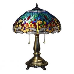 Tiffany Blue Dragonfly 23 in. Bronze Table Lamp by Serena D'italia