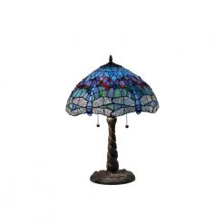 Tiffany Blue Dragonfly 26 in. Bronze Table Lamp by Serena D'italia
