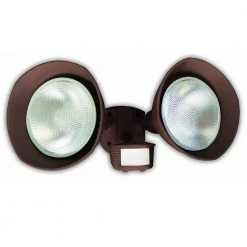 150-Watt 180-Degree Bronze Motion Activated Outdoor Dusk to Dawn Security Flood Light with Twin Head and Bulb Shields by Southwire