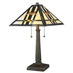 Tiffany Geo Hex Styled 23 in. Bronze Table Lamp by Serena D'italia