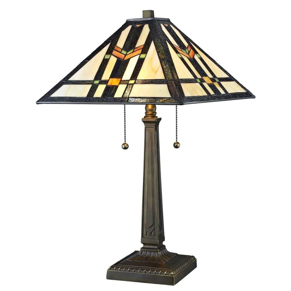 Tiffany Geo Hex Styled 23 in. Bronze Table Lamp by Serena D'italia 3 Tiffany Geo Hex Styled 23 in. Bronze Table Lamp by Serena D'italia