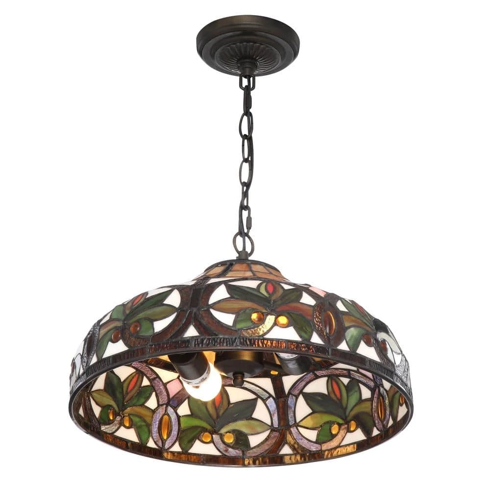 Tiffany 2-Light Sunrise Bronze Pendant Hanging Lamp by Serena D'italia 6 Tiffany 2-Light Sunrise Bronze Pendant Hanging Lamp by Serena D'italia - Image 5