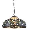 Tiffany 2-Light Sunrise Bronze Pendant Hanging Lamp by Serena D'italia -Serena D'italia shop brown green cream stained glass bronze serena d italia chandeliers tf7040han 64 1000