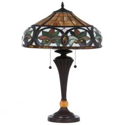 23 in. Tiffany Sunrise Bronze Table Lamp by Serena D'italia 11 23 in. Tiffany Sunrise Bronze Table Lamp by Serena D'italia -Serena D'italia shop brown green stained glass bronze serena d italia table lamps tf16014g 1d 1000