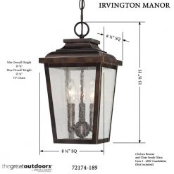 Irvington Manor 3-Light Chelsea Bronze Outdoor Chain Hung by the great outdoors by Minka Lavery 12 Irvington Manor 3-Light Chelsea Bronze Outdoor Chain Hung by the great outdoors by Minka Lavery -Serena D'italia shop chelsea bronze the great outdoors by minka lavery outdoor pendant lights 72174 189 1f 1000