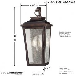 Irvington Manor 2-Light Chelsea Bronze Outdoor Pocket Wall Lantern Sconce by the great outdoors by Minka Lavery -Serena D'italia shop chelsea bronze the great outdoors by minka lavery outdoor sconces 72170 189 1f 1000