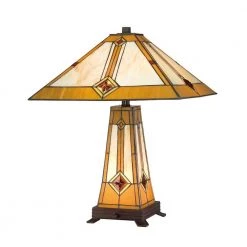 Tiffany Style Golden Mission 23 in. Bronze Lit Base Table Lamp by Serena D'italia