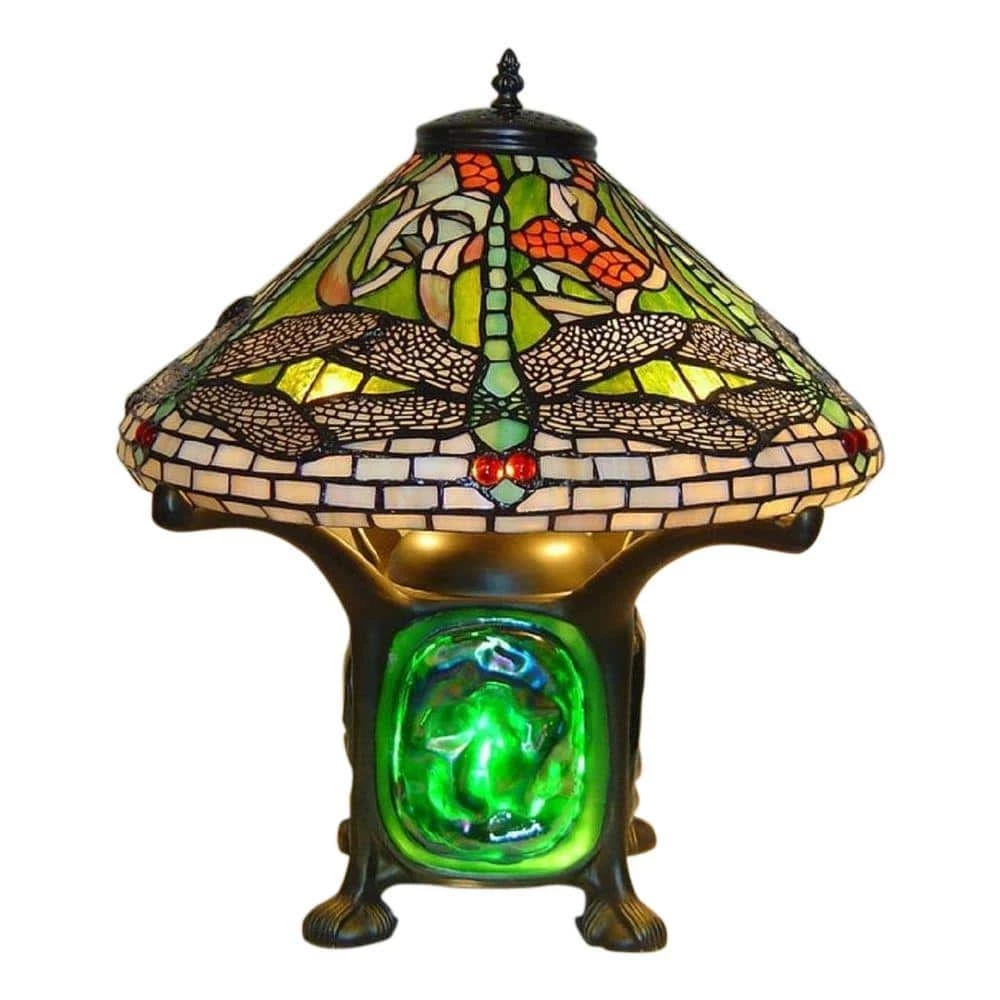 14 in. Height Tiffany Green Dragonfly Luminescent Table Lamp by Serena D'italia 3 14 in. Height Tiffany Green Dragonfly Luminescent Table Lamp by Serena D'italia