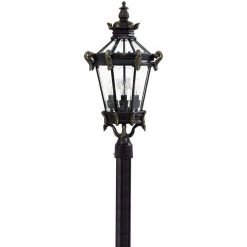 Stratford Hall 4-Light Outdoor Heritage Post Mount with Gold Highlights by the great outdoors by Minka Lavery