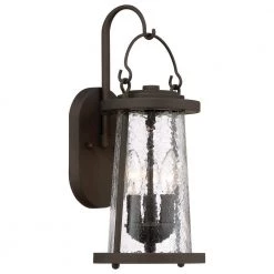 Haverford Grove Collection 3-Light Oil Rubbed Bronze Finish Outdoor Wall Lantern Sconce with Clear Crackle Glass by the great outdoors by Minka Lavery