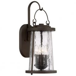 Haverford Grove Collection 4-Light Oil Rubbed Bronze Finish Outdoor Wall Lantern Sconce with Clear Crackle Glass by the great outdoors by Minka Lavery