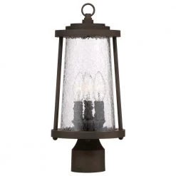 Haverford Grove Collection 3-Light Outdoor Oil Rubbed Bronze Finish Post Light with Clear Crackle Glass by the great outdoors by Minka Lavery