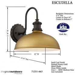 Escudilla Collection 1-Light Painted Honey Gold Outdoor Wall Lantern Sconce by the great outdoors by Minka Lavery -Serena D'italia shop painted honey gold the great outdoors by minka lavery outdoor sconces 71251 663 c3 1000