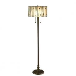 Serena D'italia shop 23 58 in. Height Floor and 21 in. Height Table Lamp Set Contemporary Blue, White and Yellow Stained Glass Shade by Serena D'italia