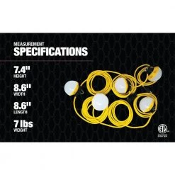 50 ft. 6000 Lumens LED String Light Yellow 18/3 SJTW Power Supply Cord by Southwire -Serena D'italia shop southwire construction light strings 7174sw fa 1000