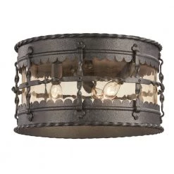 Mallorca 3-Light Spanish Iron Outdoor Flush Mount by the great outdoors by Minka Lavery