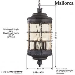Mallorca Spanish Iron 5-Light Outdoor Chain Hung by the great outdoors by Minka Lavery -Serena D'italia shop spanish iron the great outdoors by minka lavery outdoor pendant lights 8884 a39 1f 1000