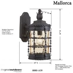 Mallorca 1-Light Spanish Iron Outdoor Wall Lantern Sconce by the great outdoors by Minka Lavery 13 Mallorca 1-Light Spanish Iron Outdoor Wall Lantern Sconce by the great outdoors by Minka Lavery -Serena D'italia shop spanish iron the great outdoors by minka lavery outdoor sconces 8880 a39 1f 1000