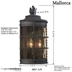 Mallorca 2-Light Spanish Iron Outdoor Wall Lantern Sconce by the great outdoors by Minka Lavery -Serena D'italia shop spanish iron the great outdoors by minka lavery outdoor sconces 8887 a39 1f 1000