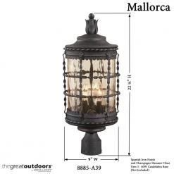 Mallorca 3-Light Outdoor Spanish Iron Post Light by the great outdoors by Minka Lavery 13 Mallorca 3-Light Outdoor Spanish Iron Post Light by the great outdoors by Minka Lavery -Serena D'italia shop spanish iron the great outdoors by minka lavery post light sets 8885 a39 1f 1000